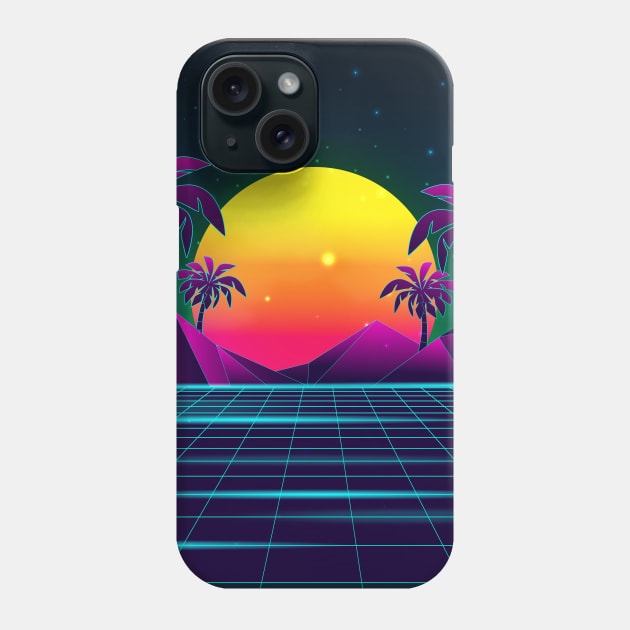 Sunset Retrowave Phone Case by edmproject