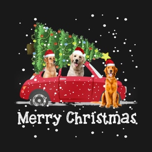 Funny Nova Scotia Duck Tolling Retriever Rides Car Red Truck Christmas - Merry Christmas Dog T-Shirt