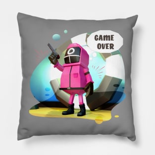 squid game pink jumpsuit, Circle mask Pillow