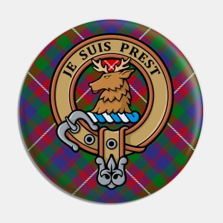 Clan Fraser of Lovat Crest over Tartan Pin