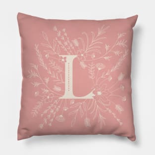 Botanical Letter L (Hibiscus Pink) Pillow