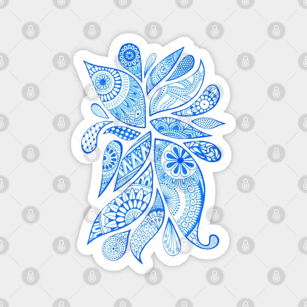 Abstract Zentangle Swirls Design (blue on white) Magnet by calenbundalas