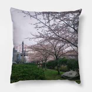 Cherry Blossoms Roosevelt Island NYC Pillow
