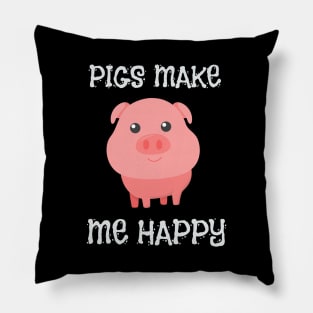 Adorable Pigs Make Me Happy Cute Piglet Pig Girl Pillow