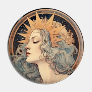 Art Nouveau Moon Lady Pin