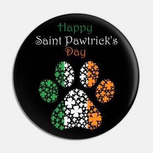 Happy Saint Pawtrick's Day Irish Pawprint Pin