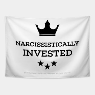 Narcissistically Invested - black text crown Tapestry