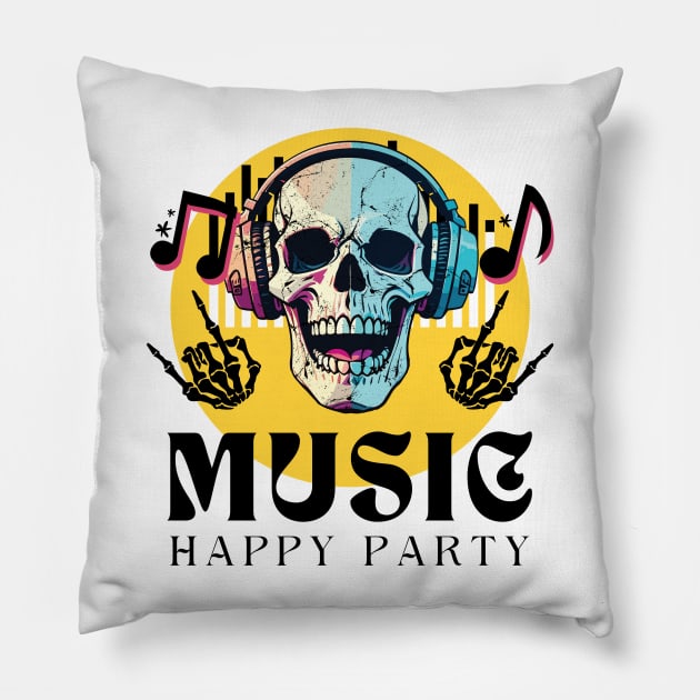 music happy party Pillow by twitaadesign