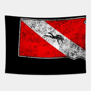 South Dakota Dive Scuba Diving State Map Dive Flag Distressed Tapestry