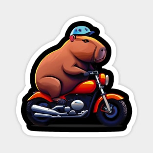 Capybara on motocycle design Magnet