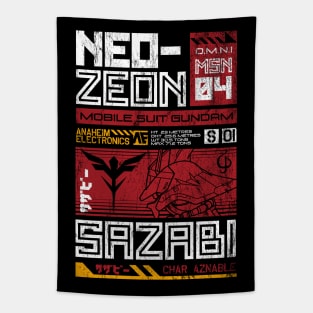 Neo Zeon - Mobile Suit Sazabi - Vintage Distressed Retro Mecha Anime Tapestry