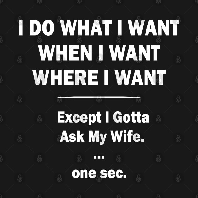 I Do What I Want When I Want Where I Want Except I Gotta Ask My Wife by Teekingdom