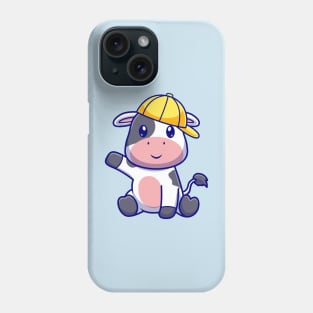 Cute Cow Sitting With Hat Cartoon Phone Case