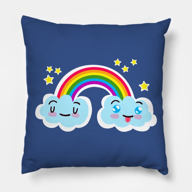 Rainbow Happy Smile Pillow by machmigo