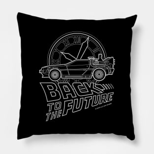 Delorean Clock Tower Lineart Pillow