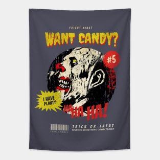 Want Candy? I Have Plenty! Creepy Halloween Clown Tapestry