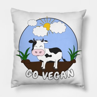 Go Vegan Cute Cow Pillow