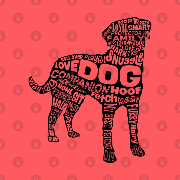 Dog Silhouette Word Cloud (Black) by Jitterfly