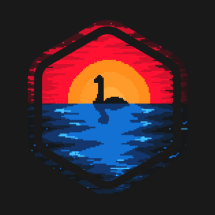 Loch Ness Monster in Pixel Art T-Shirt