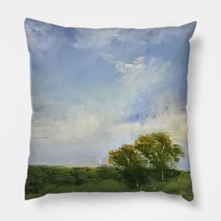 Cobalt Skies Oil Painting Pillow