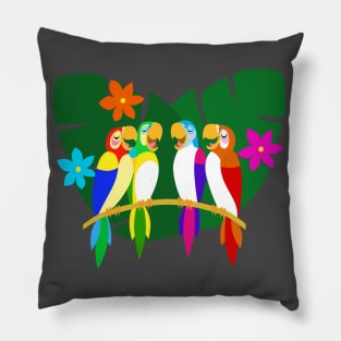 Tropical Singing Feathered Friends Pillow