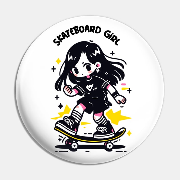 Skateboard Girl // Skater Pin by ImativaDesign