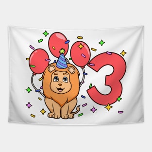 I am 3 with lion - kids birthday 3 years old Tapestry