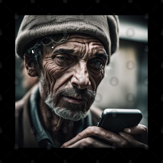 Senior Man in Black Hat Communicating Using Technology by tearbytea