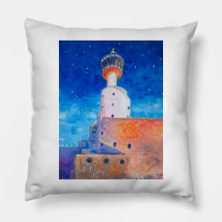 The tower of the Nautic Club in the light of street lamps Pillow