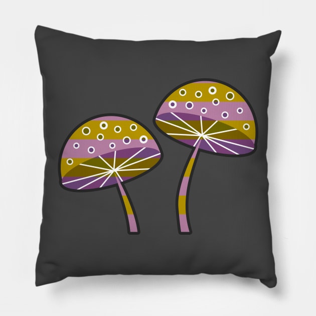 Romantic mushrooms Pillow by CocoDes