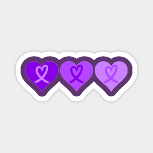 Purple Hearts with Purple Heart Awareness Ribbons Magnet