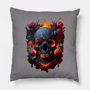 Gothic Roses and Skulls Pillow