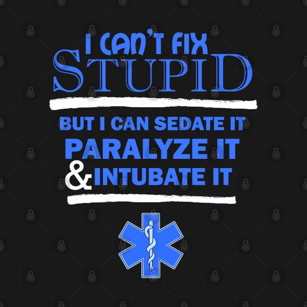 Can't Fix Stupid Emergency Medical Services Gift Print EMS Print by Linco