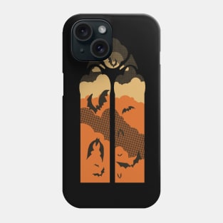 Vintage Orange Gothic Window with Bats Phone Case