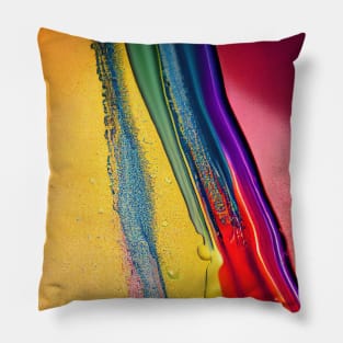 Liquid Colors Flowing Infinitely - Heavy Texture Swirling Thick Wet Paint - Abstract Inspirational Rainbow Drips Pillow