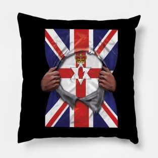 Northern Ireland Flag Great Britain Flag Ripped - Gift for Irish From Northern Ireland Pillow