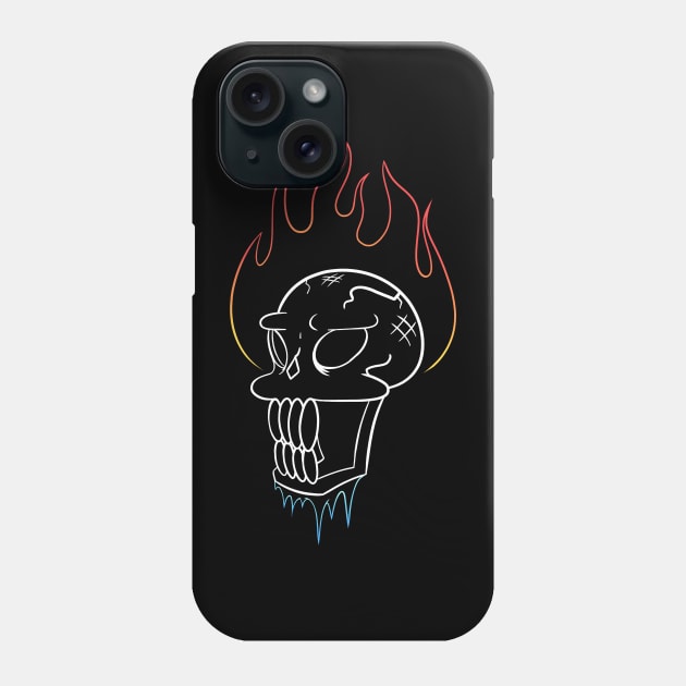 Flaming Fire Frozen Ice Skeleton Skull Phone Case by Zeeph