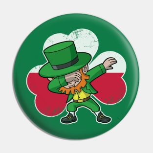 Irish Polish Dabbing Leprechaun Shamrock Pin