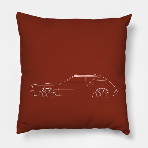 1973 AMC Gremlin - profile stencil, white Pillow by mal_photography