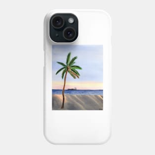 Single Palm Tree at the Beach during sunset Phone Case