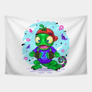 Chameleon Cartoon Character Tapestry