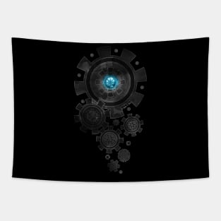 Steampunk Gears Black & Blue Tapestry