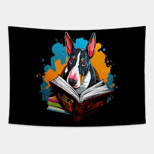 Bull Terrier Reads Book Tapestry