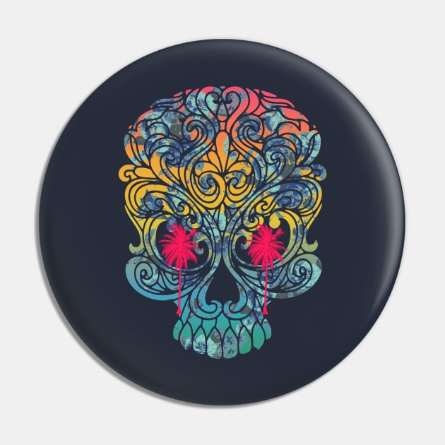 Summer Tropical Skull Pin by Goldquills