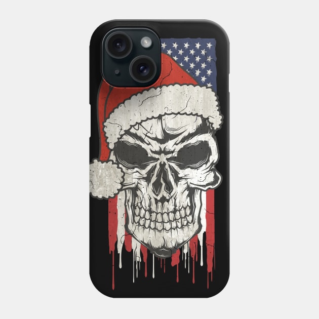 Santa Claus Skull - Stars And Stripes USA Flag Phone Case by EDDArt