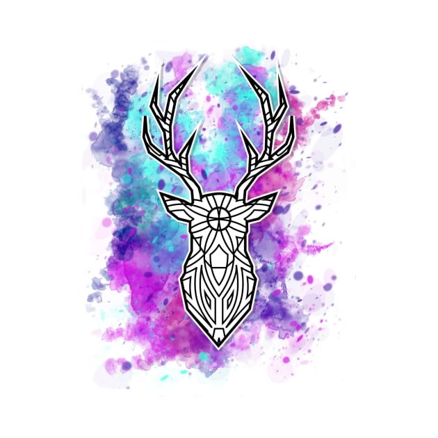 water-color Deer Head by Shapetrix