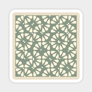 Sage Green Vintage Checkered Flowers Magnet