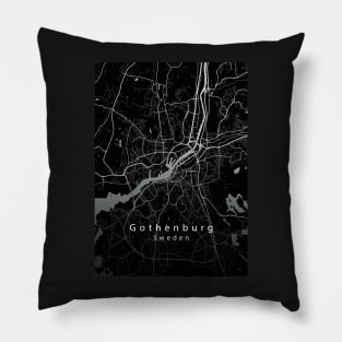 Gothenburg Sweden City Map dark Pillow