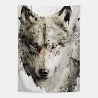 Wolf Portrait Animal Painting Wildlife Outdoors Adventure Tapestry