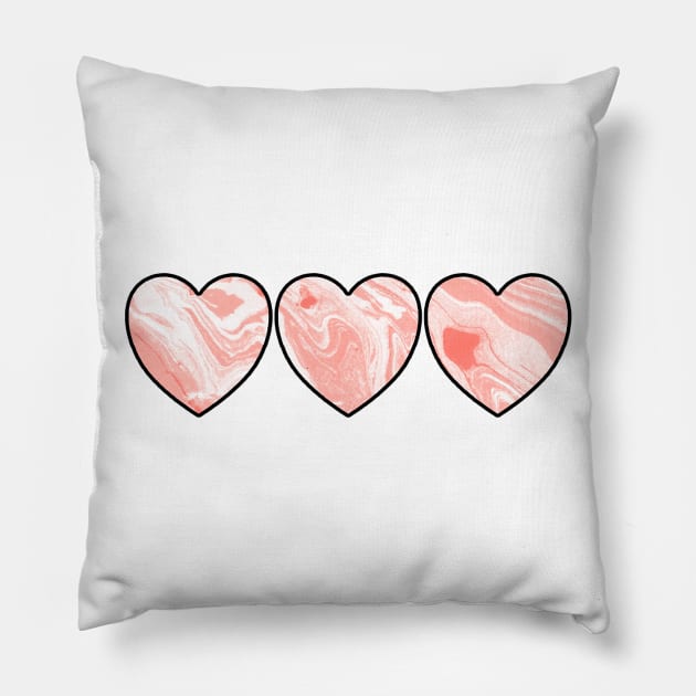Pink Marble Hearts Pillow by lolosenese